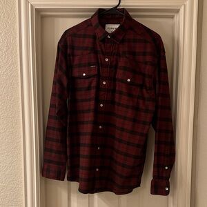 Poncho Men's Red and Black Plaid Performance Western Flannel Shirt